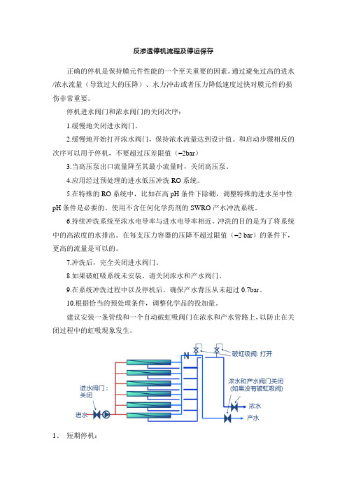 反渗透停机流程及停运保存