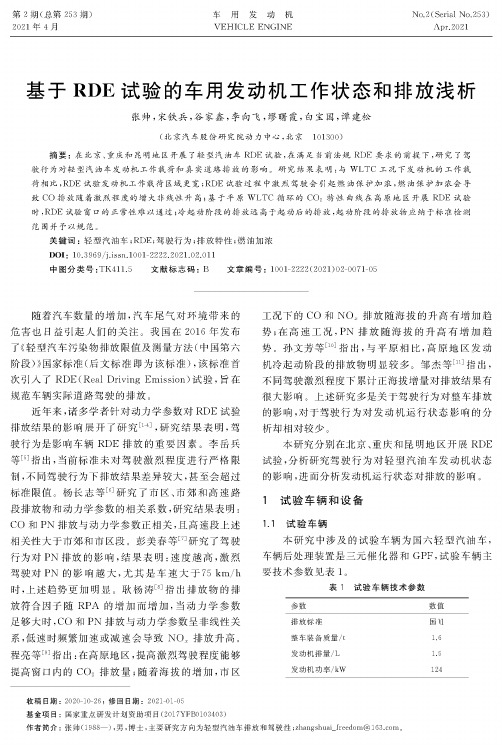 基于RDE试验的车用发动机工作状态和排放浅析