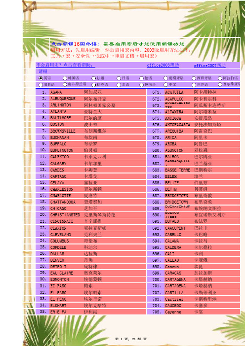 真人朗读英文,免费学习英文,1344个世界主要港口中英文对照表,中文翻译