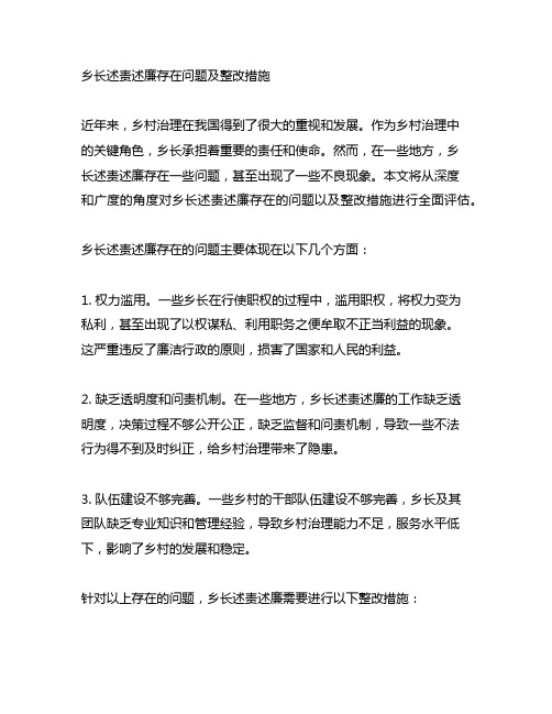 乡长述责述廉存在问题及整改措施