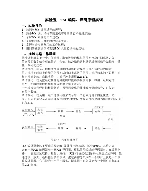 南昌大学通信专业实验五 PCM编码、译码原理实训