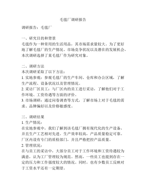 毛毯厂调研报告