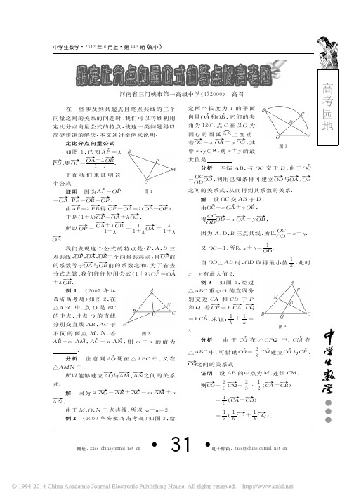 用定比分点向量公式的特点解高考题_高召