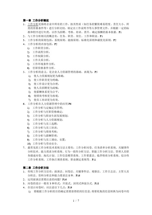 工作分析理论与应用-重点