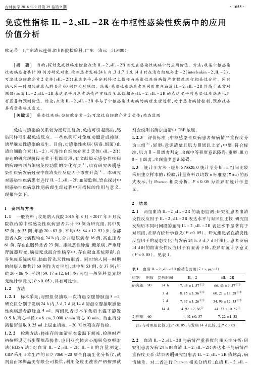 免疫性指标IL-2、sIL-2R在中枢性感染性疾病中的应用价值分析