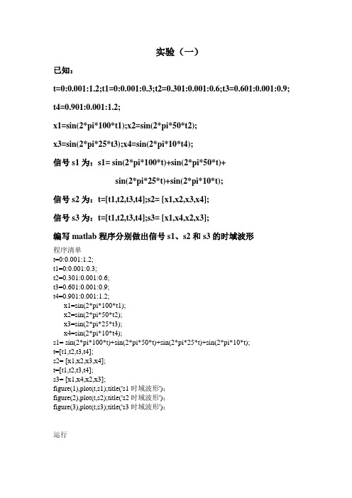 基于matlab信号系统实验报告