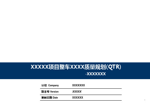 汽车零部件件行业 项目开发质量规划模板(新品开发)