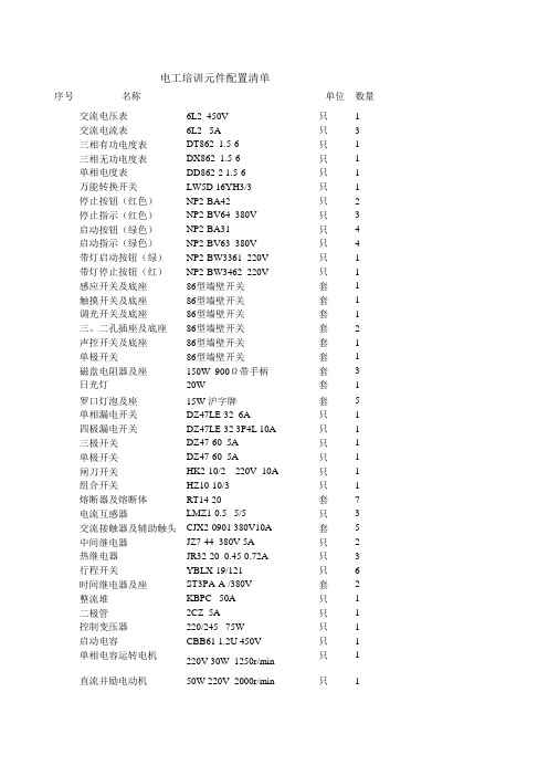 电工中级元件配置清单(定时误操作式)