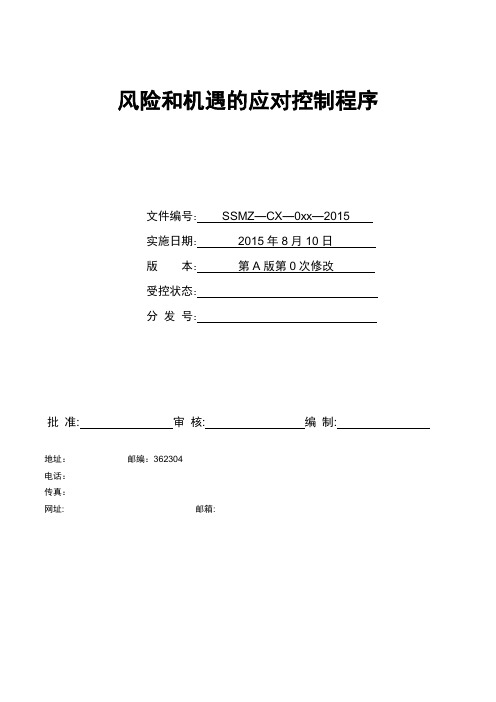 风险和机遇的应对控制程序
