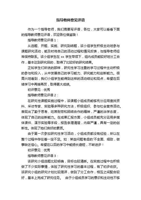 指导教师意见评语