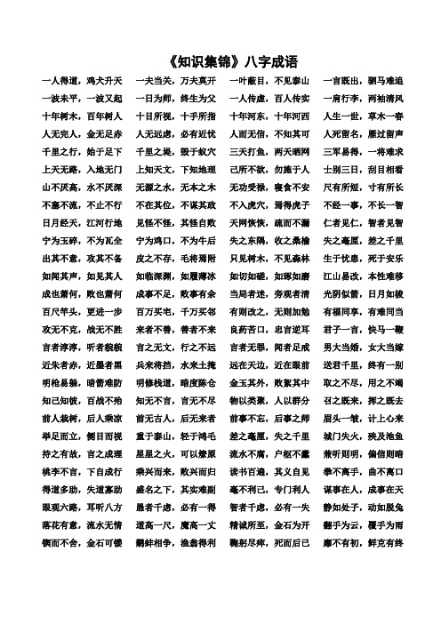 《知识集锦》八字成语