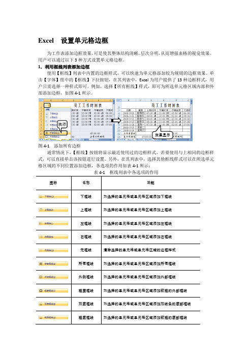 Excel  设置单元格边框