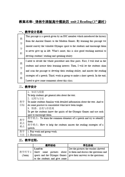 译林牛津版高中模块四_unit2_reading_教案