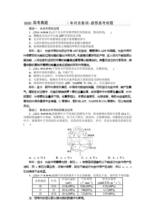 与光合作用有关的高考真题