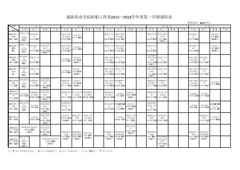 2012-2013学年第一学期课程表(船舶系)