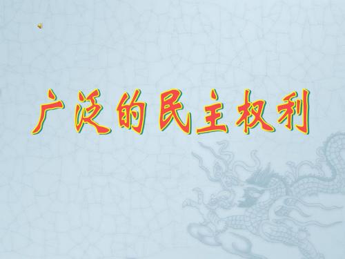 九年级思品全册 第九课 第二框 广泛的民主权利课件 苏教版