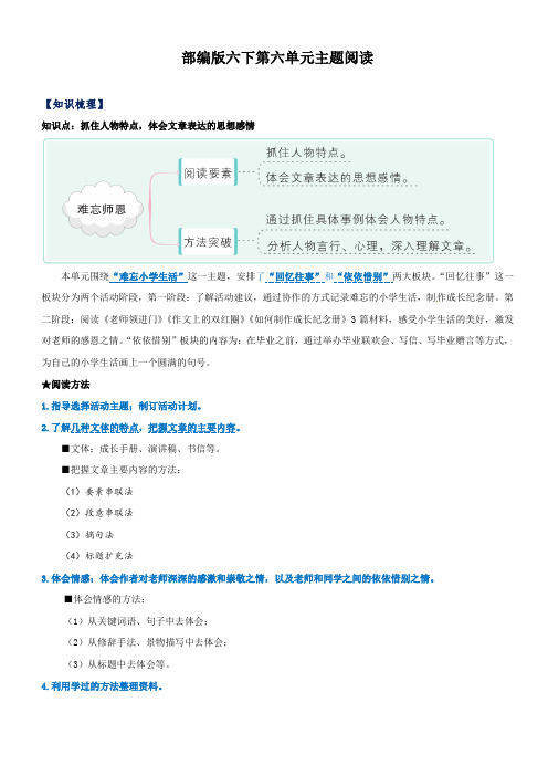 第6单元主题阅读(知识梳理精选阅读)六年级语文下册 部编版