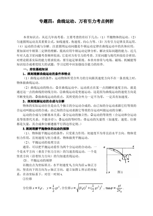 物理专题4曲线运动万有引力考点例析