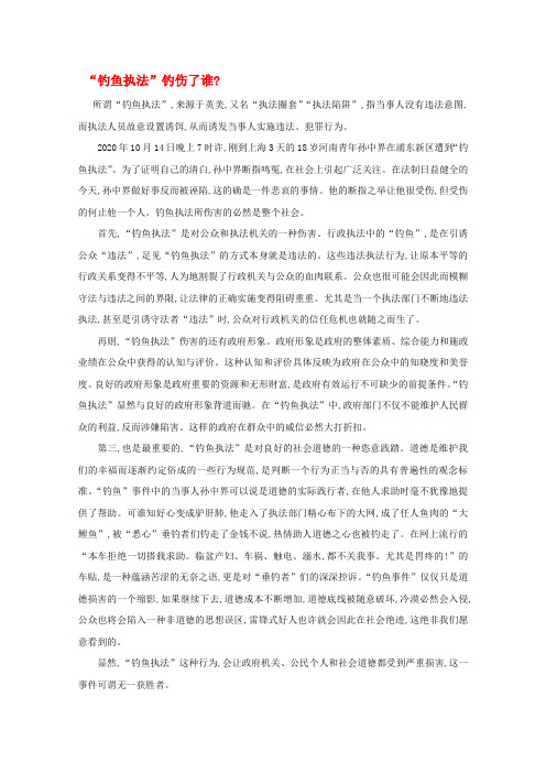 高中语文 阅读之做人与处世 “钓鱼执法”钓伤了谁素材