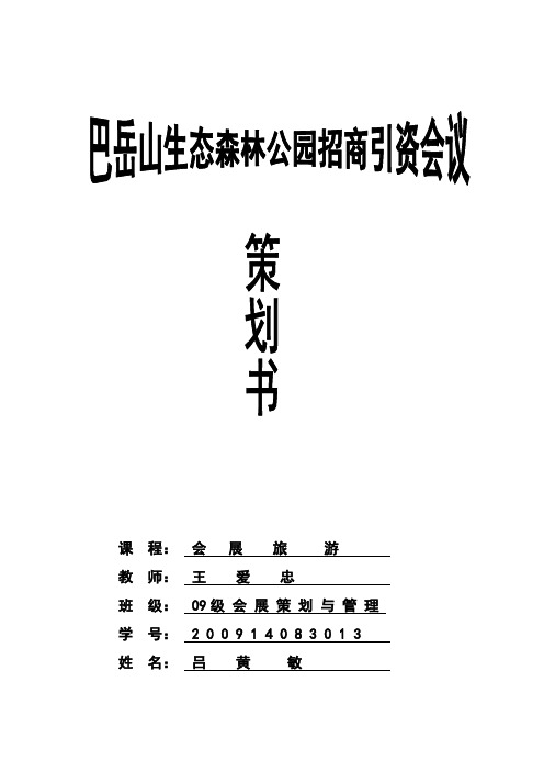 巴岳山生态森林公园招商引资策划方案