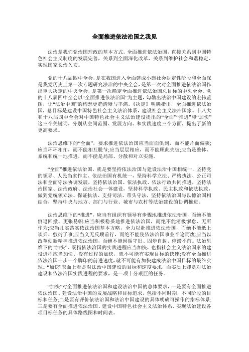 全面推进依法治国之我见