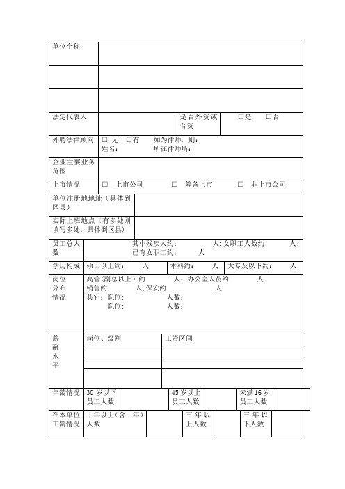 企业人力资源法律风险调查表(人力资源管理部分))【模板范本】