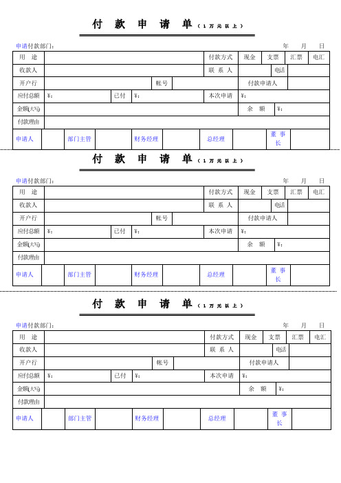 付款申请表模板