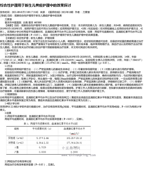 综合性护理用于新生儿黄疸护理中的效果探讨