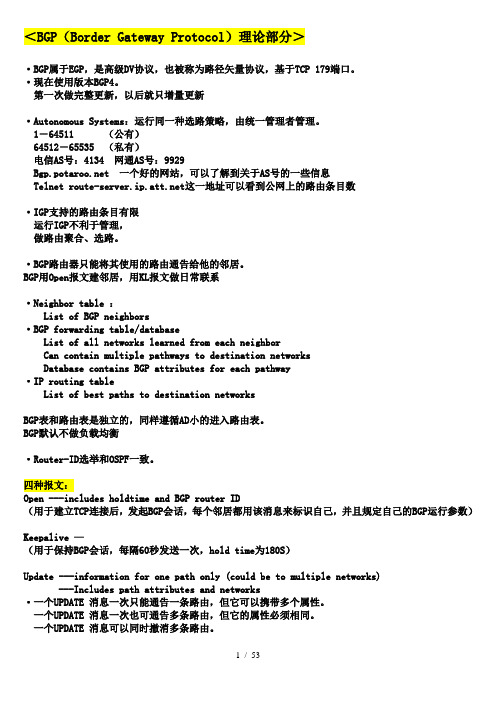 个人总结的BGP心得包含大量实验环境和配置案例