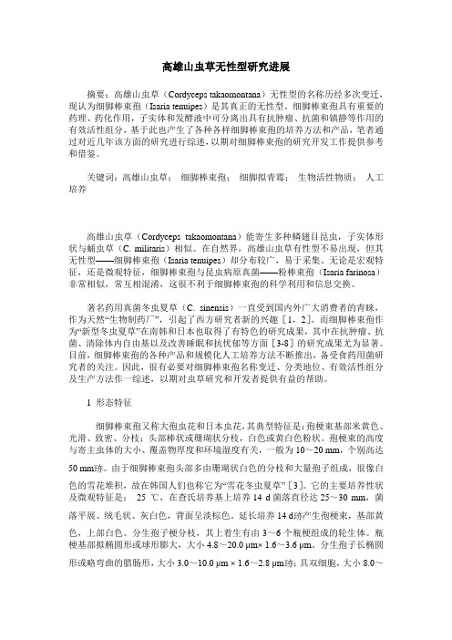 高雄山虫草无性型研究进展