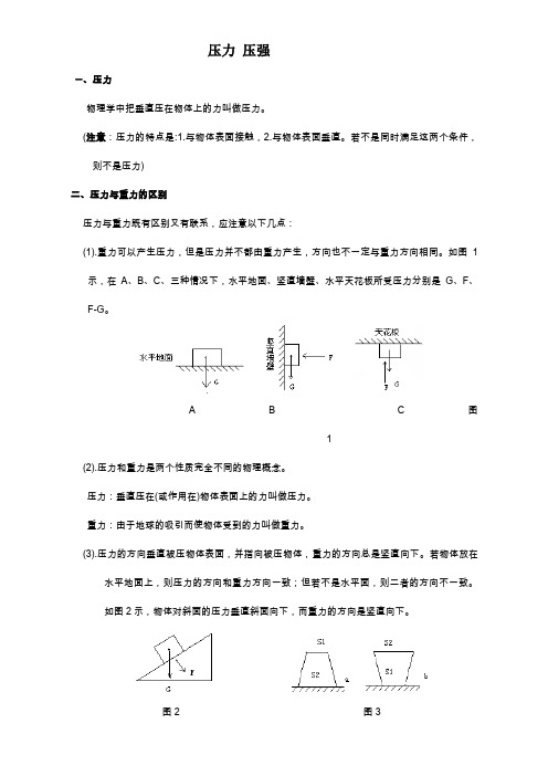 压力、压强(固体)(知识点)专题