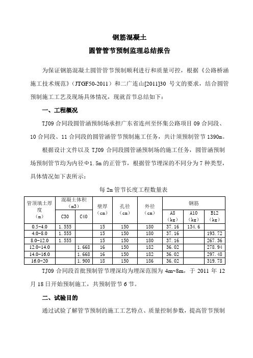 预制圆管监理总结