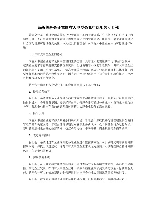 浅析管理会计在国有大中型企业中运用的可行性