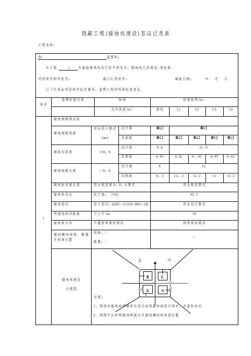 接地隐蔽工程验收记录