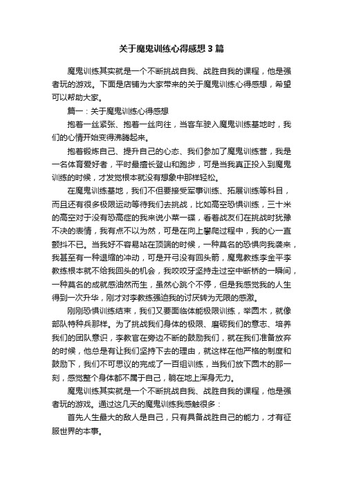 关于魔鬼训练心得感想3篇