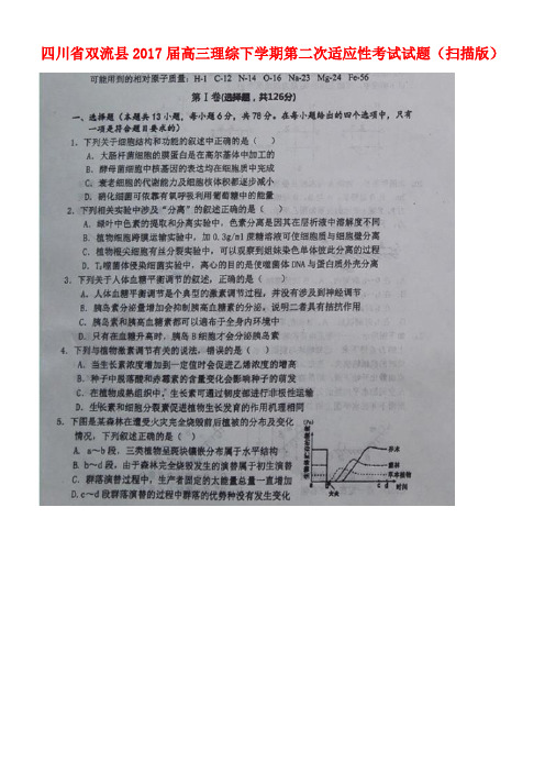 四川省双流县高三理综下学期第二次适应性考试试题(扫描版)