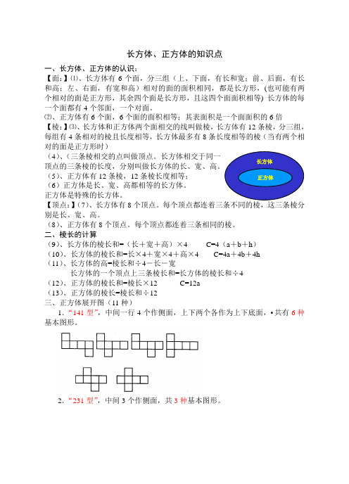 长方体、正方体的知识点