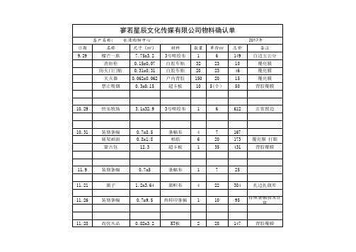 物料确认单
