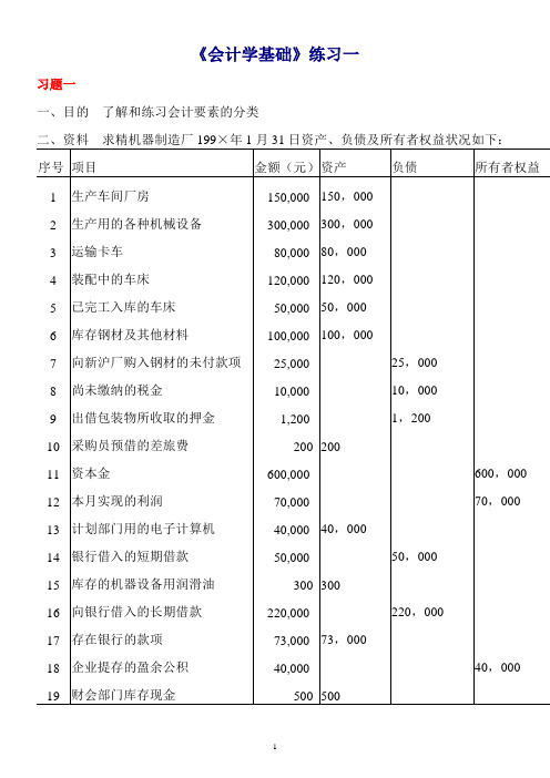 会计学原理作业附答案