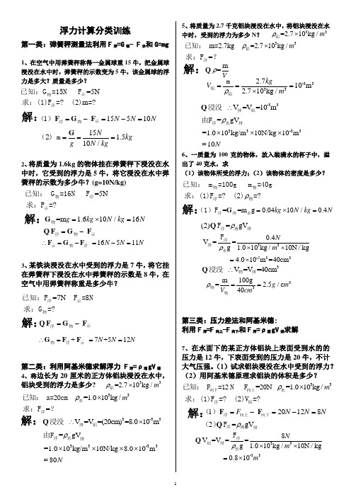 浮力分类计算题