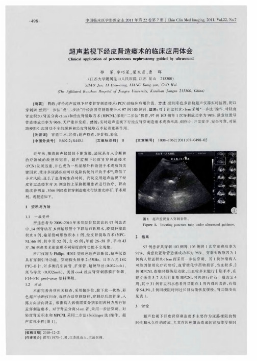 超声监视下经皮肾造瘘术的临床应用体会