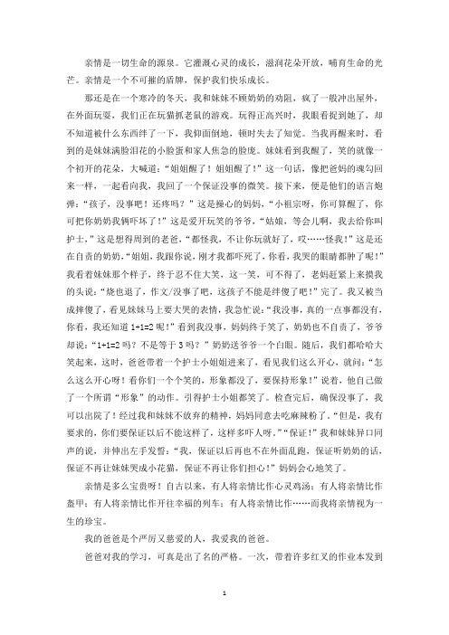 精选优秀作文亲情无价