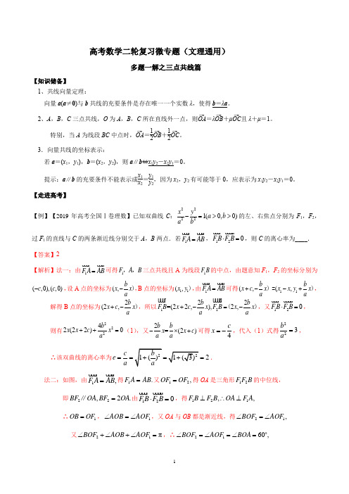 专题06三点共线 高考数学多题一解篇(文理通用)(解析版)