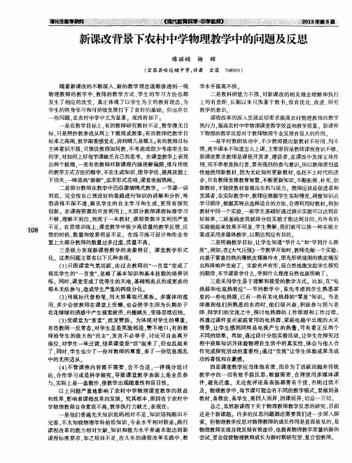 新课改背景下农村中学物理教学中的问题及反思