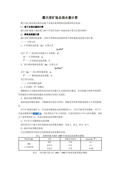 矿山涌水量计算总结