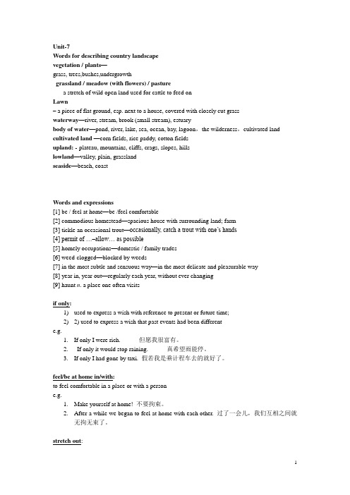 综合英语教程第三版第二册Unit7 课文重要词组单词