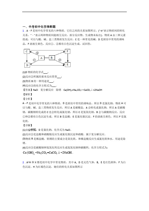 2020-2021备战中考化学复习《推断题》专项综合练习附答案