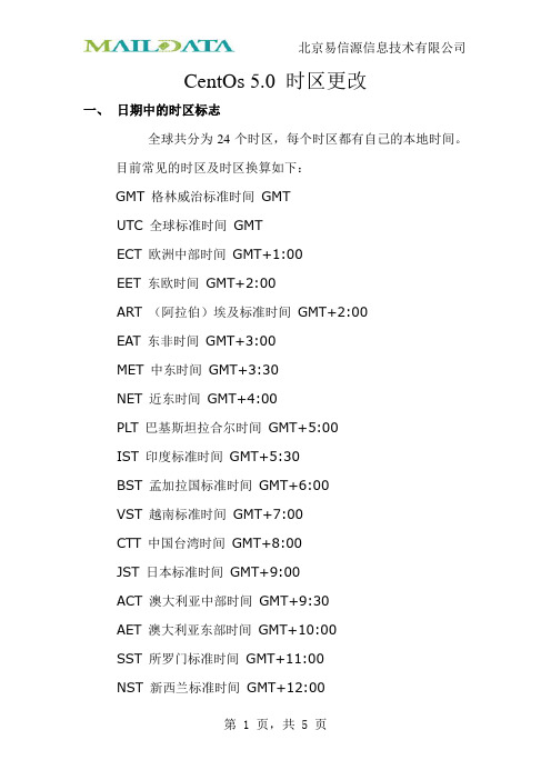 CentOs 5.0时区修改