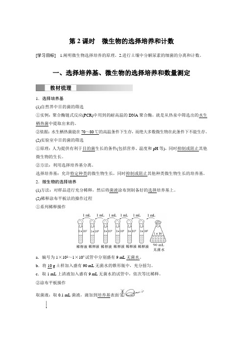 高中生物新教材选择性必修三 同步试卷讲义  第1章 第2节 第2课时 微生物的选择培养和计数