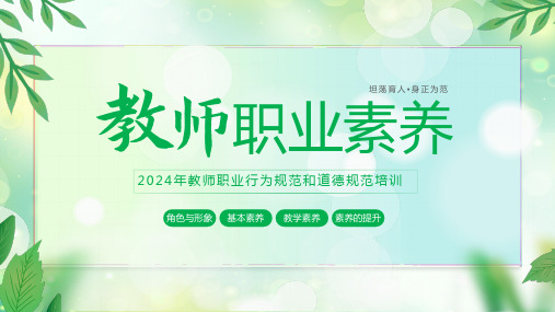 2024年教师职业行为规范和道德规范培训